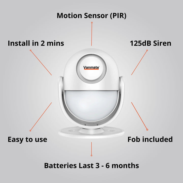 Vanmate motion alarm features